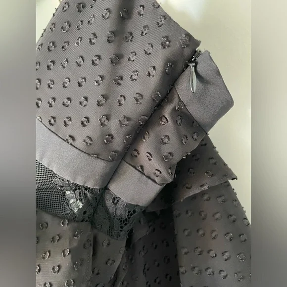 Likely Swiss dot and lace trim strappy top. Black. Size Large - Picture 6 of 7